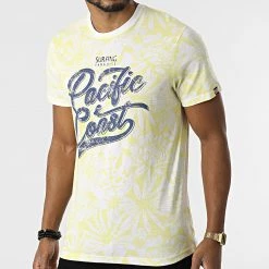 Bon marché 🌟 Tee 👚 Shirt Tilt Floral Jaune Blanc de American People 🔔