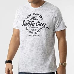 Vente flash ⌛ Tee 👕 Shirt Floral Twist Blanc Chiné Bleu Marine de American People 🧨