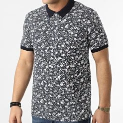 Coupon 🥰 Polo Manches Courtes Floral Pulse Bleu Marine Blanc de American People 🎁