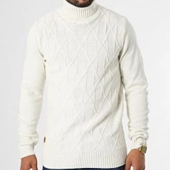 Meilleur prix 😀 Pull Col Roulé Maho Beige de American People 🎉