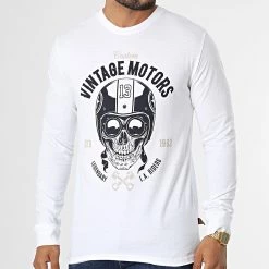 Vente flash 🧨 Tee 👕 Shirt Manches Longues Timid Blanc de American People 🥰