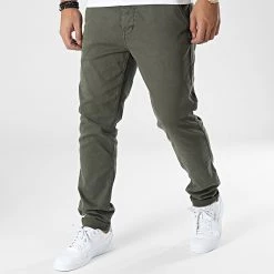 Meilleur prix 🎉 Pantalon Chino Slim Laiton Vert Kaki de American People 🌟