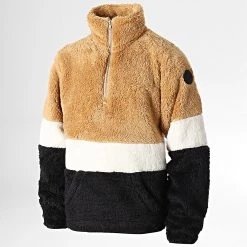 Sortie đ Sweat Col Zippé Enfant Fourrure 205-06 Beige Noir de American People â