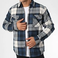 Acheter 🔥 Surchemise A Carreaux Choya Bleu Marine Beige de American People 👏