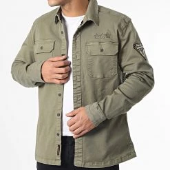 Remise 🛒 Surchemise Manches Longues Capeya 104-08 Vert Kaki de American People 🔥