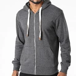 Tout neuf 🛒 Sweat Zippé Capuche Apelo Gris Anthracite Chiné de La Maison Blaggio 🛒