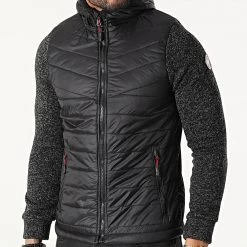 Le moins cher ⭐ Veste Zippée Capuche Nesby Noir Gris Anthracite de La Maison Blaggio 😍