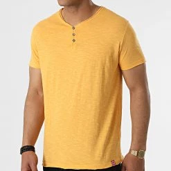 Remise 🎁 Tee 👚 Shirt Col V Mattew A Orange Clair Chiné de La Maison Blaggio ✔️