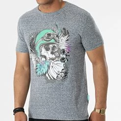 Acheter 😉 Tee 👚 Shirt Malon Gris Bleu Marine Chiné de La Maison Blaggio ✔️