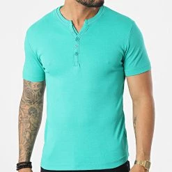 Promo ❤️ Tee 👕 Shirt Col Tunisien Theo Vert de La Maison Blaggio 🌟