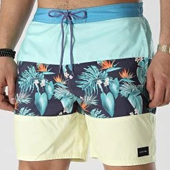 Remise ❤️ Short De Bain Blocking CBOVJ4 Vert Clair Bleu Marine Jaune Floral de Rip Curl ✨