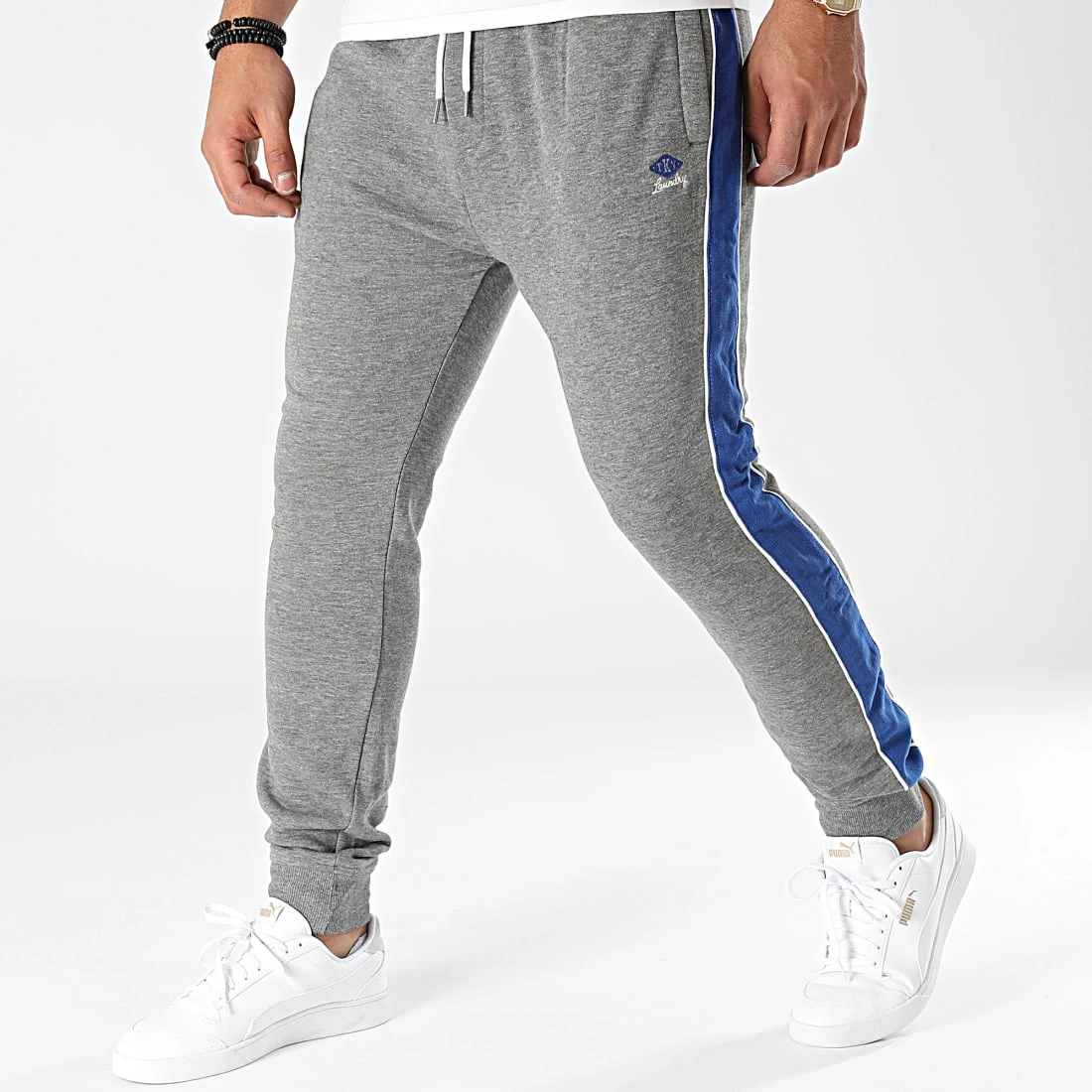Le moins cher 😀 Pantalon Jogging A Bandes Invidia Gris Chiné Bleu de Tokyo Laundry ❤️