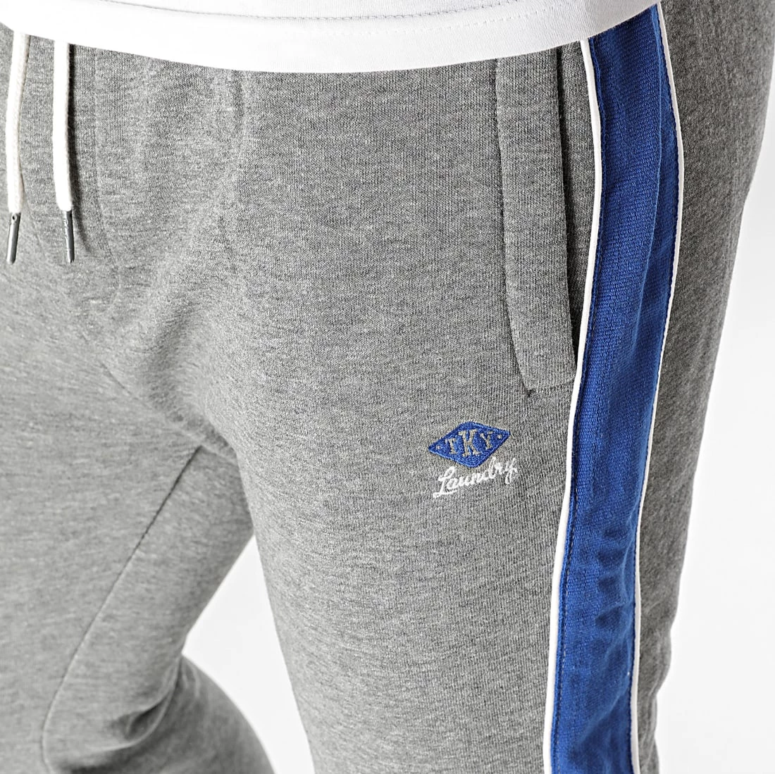 Le moins cher 😀 Pantalon Jogging A Bandes Invidia Gris Chiné Bleu de Tokyo Laundry ❤️ – Image 2