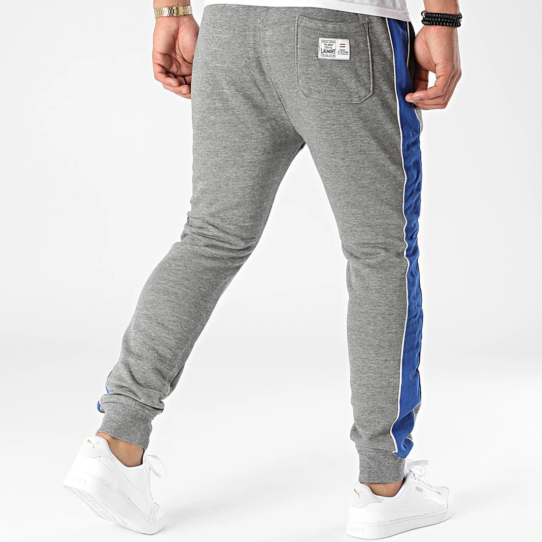 Le moins cher 😀 Pantalon Jogging A Bandes Invidia Gris Chiné Bleu de Tokyo Laundry ❤️ – Image 4