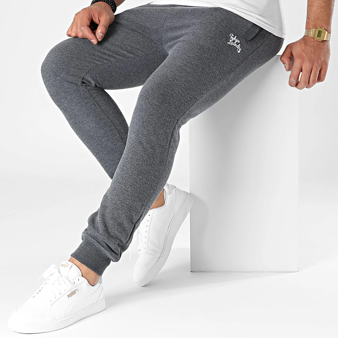 Vente flash 💯 Pantalon Jogging Peckham Bleu Marine Chiné de Tokyo Laundry 🔥 – Image 3