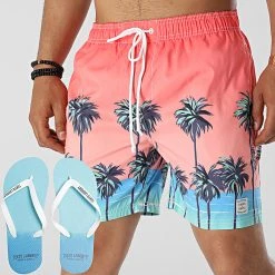 Nouveau 🎁 Ensemble Short De Bain Claquettes 1S12530 Orange de Tokyo Laundry 🎁