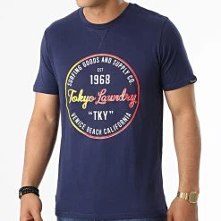 Budget ✔️ Tee 👕 Shirt Rainbow Surf Bleu Marine de Tokyo Laundry 🎉