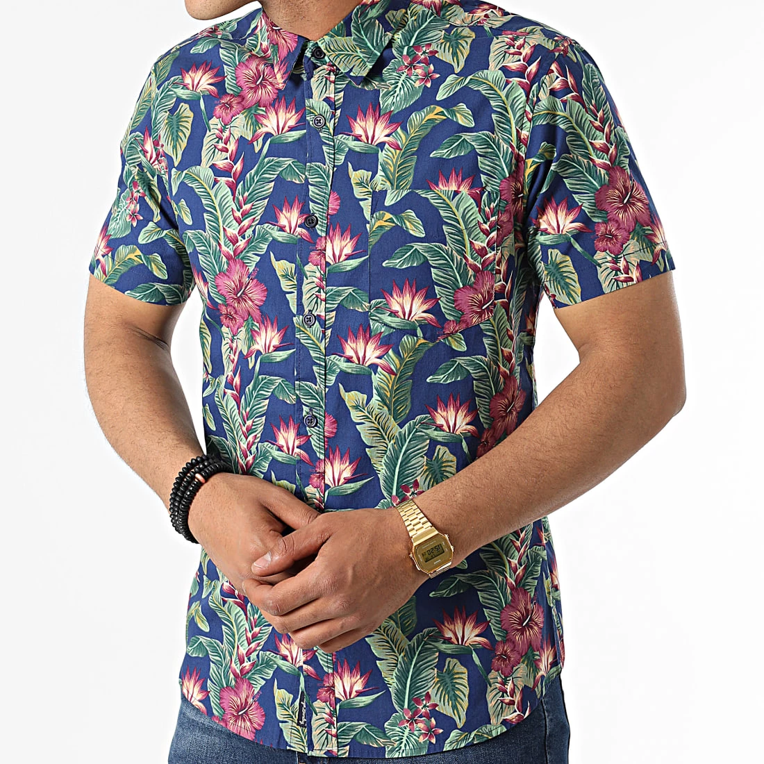 Tout neuf 🔥 Chemise A Manches Courtes Pesquero Bleu Marine Vert Violet Floral de Tokyo Laundry ✨ – Image 3