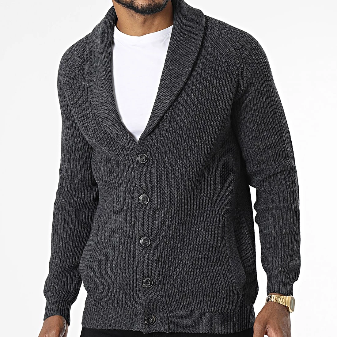 Grosses soldes 🔥 Gilet Col Amplified Hurd Gris Anthracite Chiné de Tokyo Laundry 😀