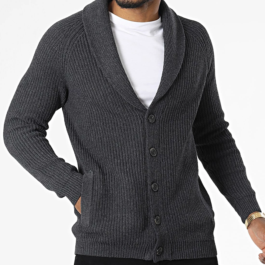 Grosses soldes 🔥 Gilet Col Amplified Hurd Gris Anthracite Chiné de Tokyo Laundry 😀 – Image 3