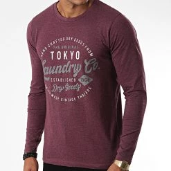 Nouveau 💯 Tee 👕 Shirt Manches Longues Default Bordeaux Chiné de Tokyo Laundry 😀