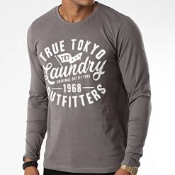 Meilleure vente 👍 Tee 👕 Shirt Manches Longues Revo Gris de Tokyo Laundry ⭐