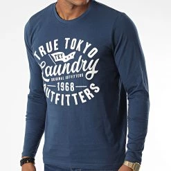 De gros ✔️ Tee 👕 Shirt Manches Longues Revo Bleu Marine de Tokyo Laundry 🥰