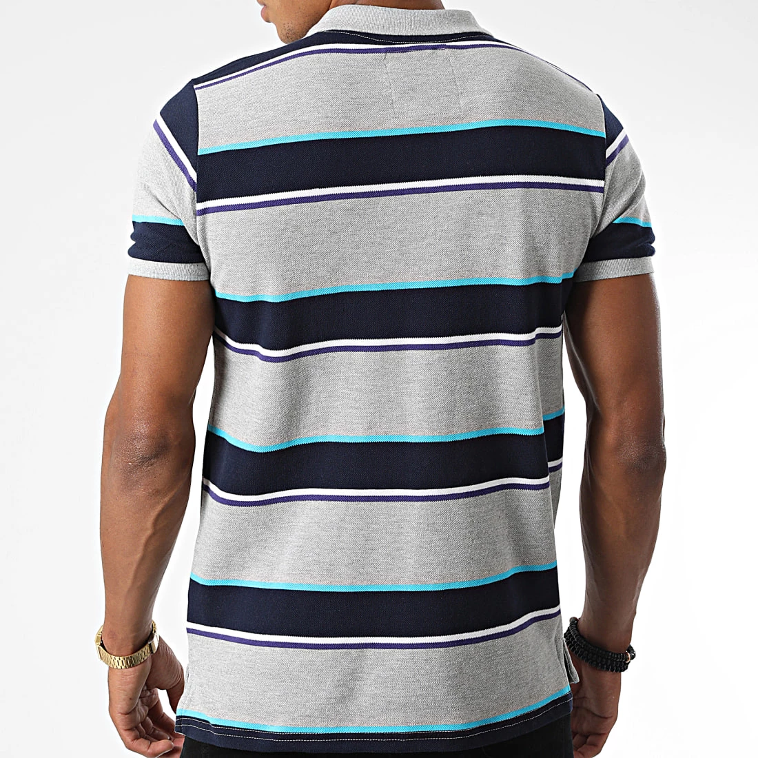 De gros 🌟 Polo Manches Courtes Nova Gris Chiné Bleu Marine de Tokyo Laundry 🛒 – Image 4