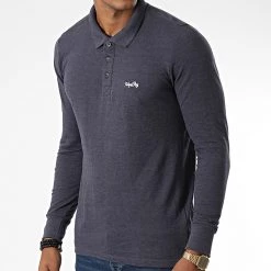 De gros ❤️ Polo Manches Longues Kalenza Bleu Marine Chiné de Tokyo Laundry 👏