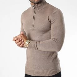 Meilleure vente 🎁 Pull Col Zippé Redwood Beige Foncé de Tokyo Laundry 🎉