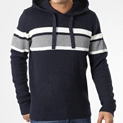 Bon marché ❤️ Pull Capuche Arcs Bleu Marine de Tokyo Laundry 😀