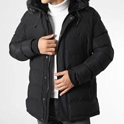 Le moins cher 💯 Doudoune Capuche Fourrure Aaran Noir de Tokyo Laundry 🛒